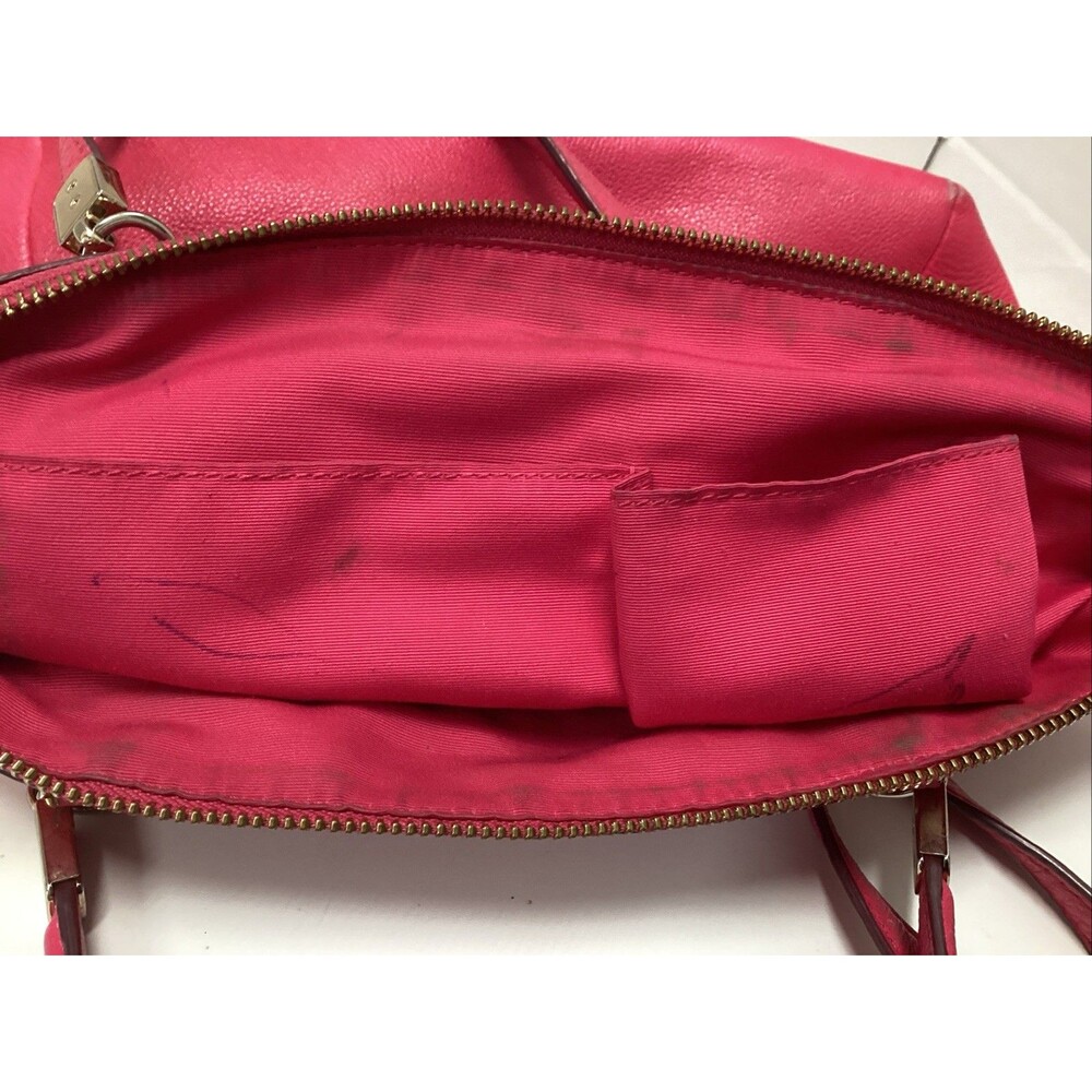 coach Kelsey pebbled pink/fuchsia leather shoulder handbag double handles - Picture 8 of 12